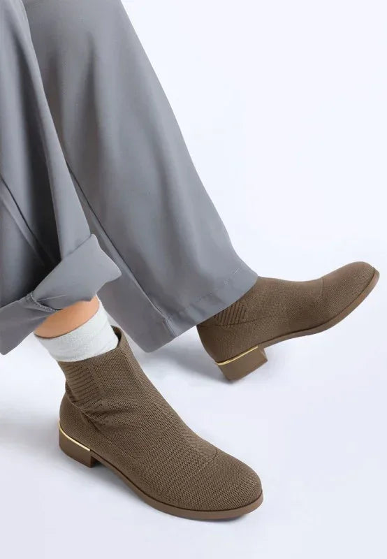 Rosamund Knitted Sock Boots - DAVERRI FASHIONS