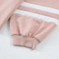 Pink and white striped track pants with ribbed cuffs in Daverri Fashions set