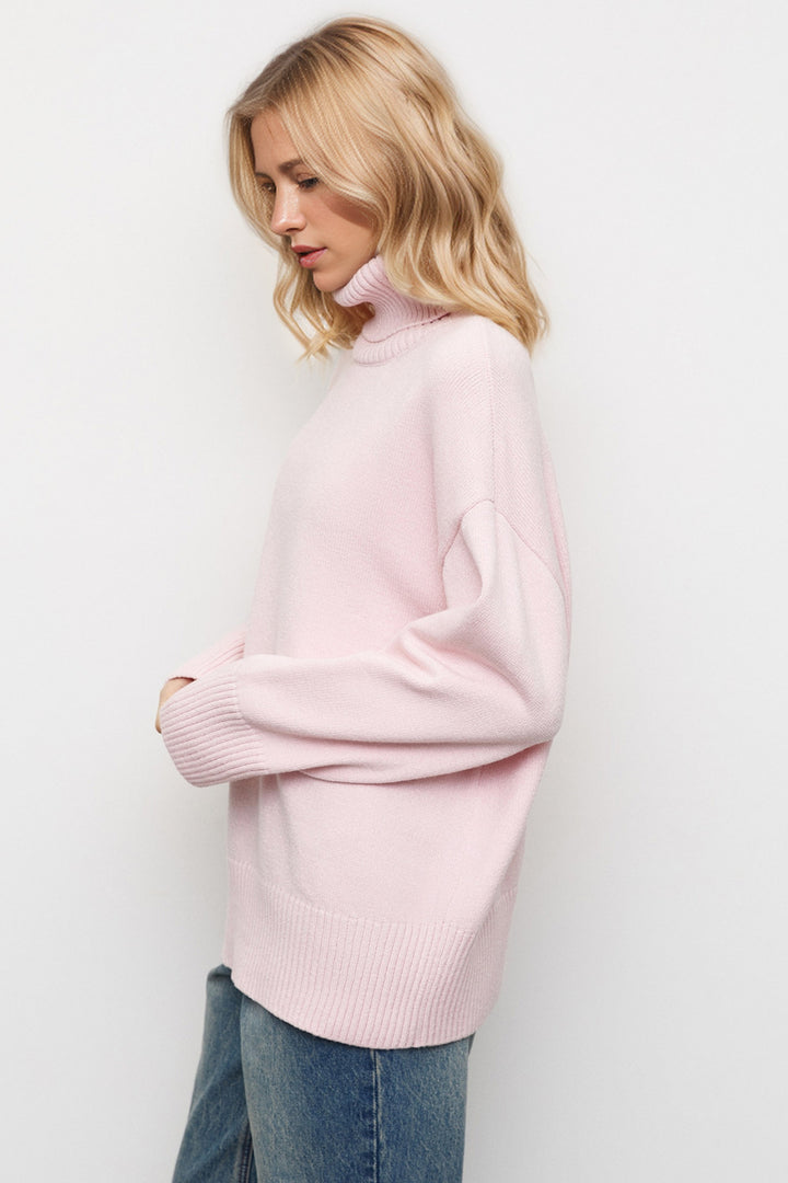 Basic Bae Turtleneck Dropped Shoulder Long Sleeve Sweater | Sweaters Daverri Fashions