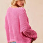 BiBi V-Neck Sweater with Colorful Trim - DAVERRI FASHIONS