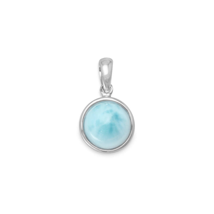 Rhodium Plated Round Larimar Pendant Default Title Pendants