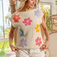BiBi Multi Jeweled Crochet Flower Patch Sweater Vest Sweaters