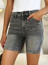 Judy Blue Full Size High Waist Washed Denim Shorts - DAVERRI FASHIONS