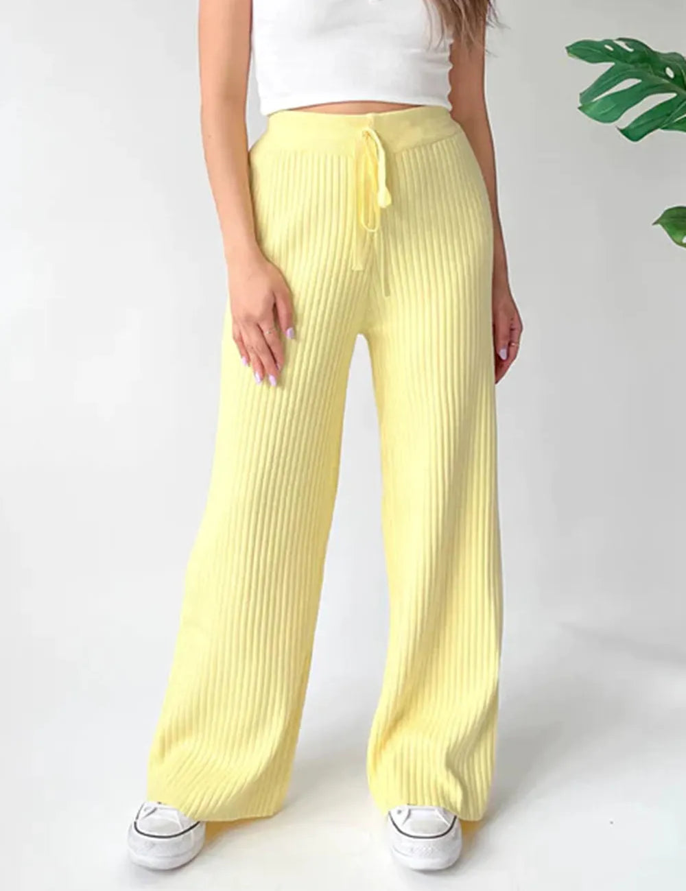 Ribbed Wide Leg Sweater Pants | Bottoms Daverri Fashions