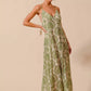 SO ME damask floral sage green cream maxi dress back view
