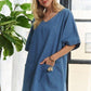 ADORA V-Neck Half Sleeve Mini Denim Dress Mini Dresses