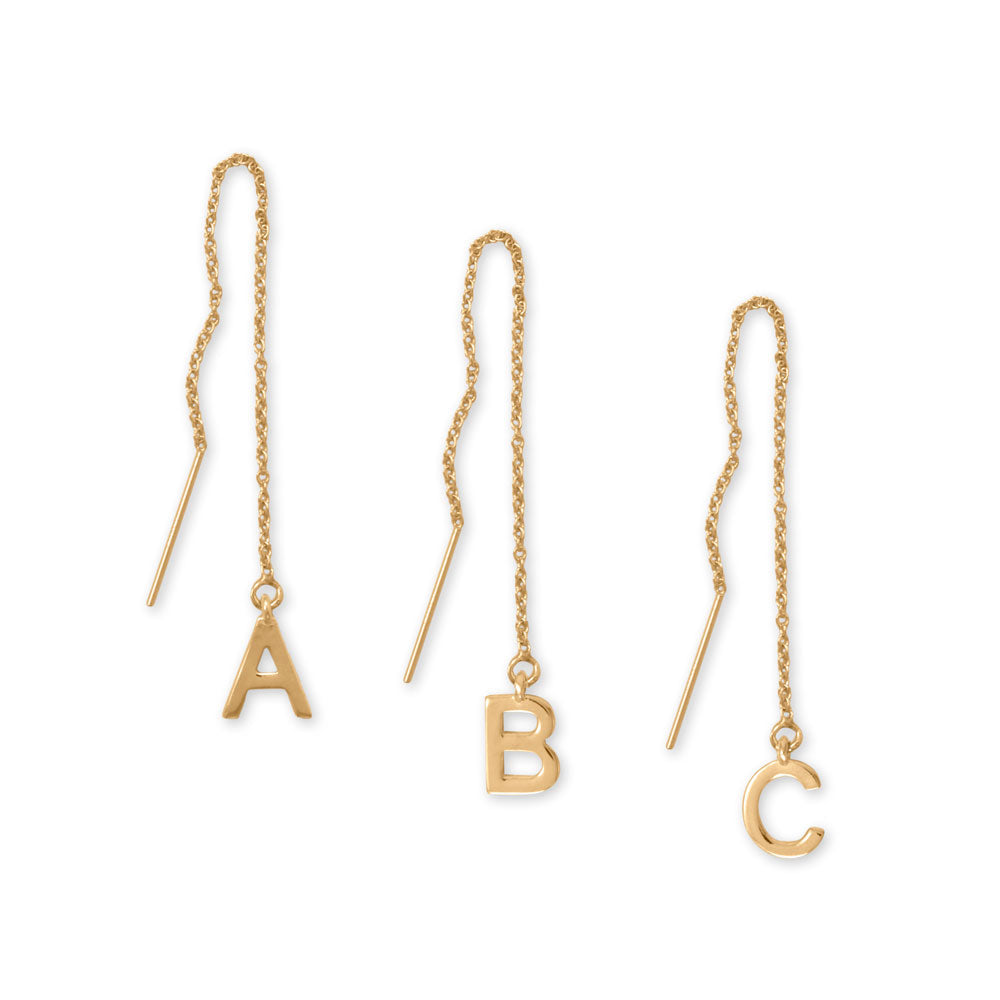 14 Karat Gold Plated Initial Threader Earrings (-Z) Earrings