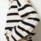 Striped Johnny Collar Long Sleeve Sweater - DAVERRI FASHIONS