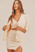 MABLE 3 Pieces Sweater Set with Crop Cami, Mini Skirt, Cardigan Ivory M L Skirt Sets