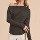 Aemi + Co One Shoulder Long Sleeve Knit Top - DAVERRI FASHIONS