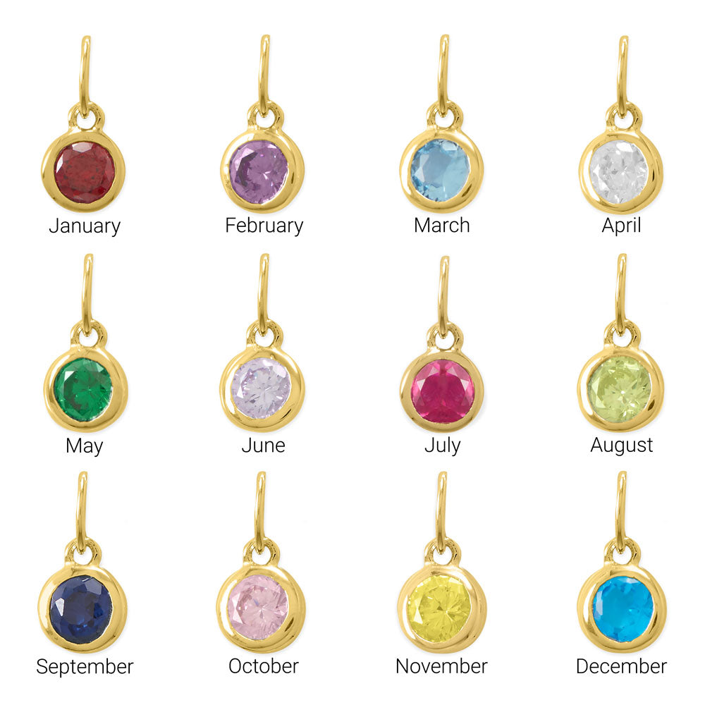 14 Karat Gold Plated Round CZ Birthstone Charms (-December) Charms