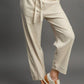 Umgee Full Size Drawstring Elastic Waistband Linen Blend Pants Plus Size Pants