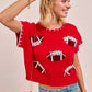 BiBi Gameday Sequin Football Embroidered Stitch Sweater - DAVERRI FASHIONS
