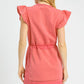 Umgee Luxe knit Ruffle Sleeve Drawstring Mini Dress Mini Dresses