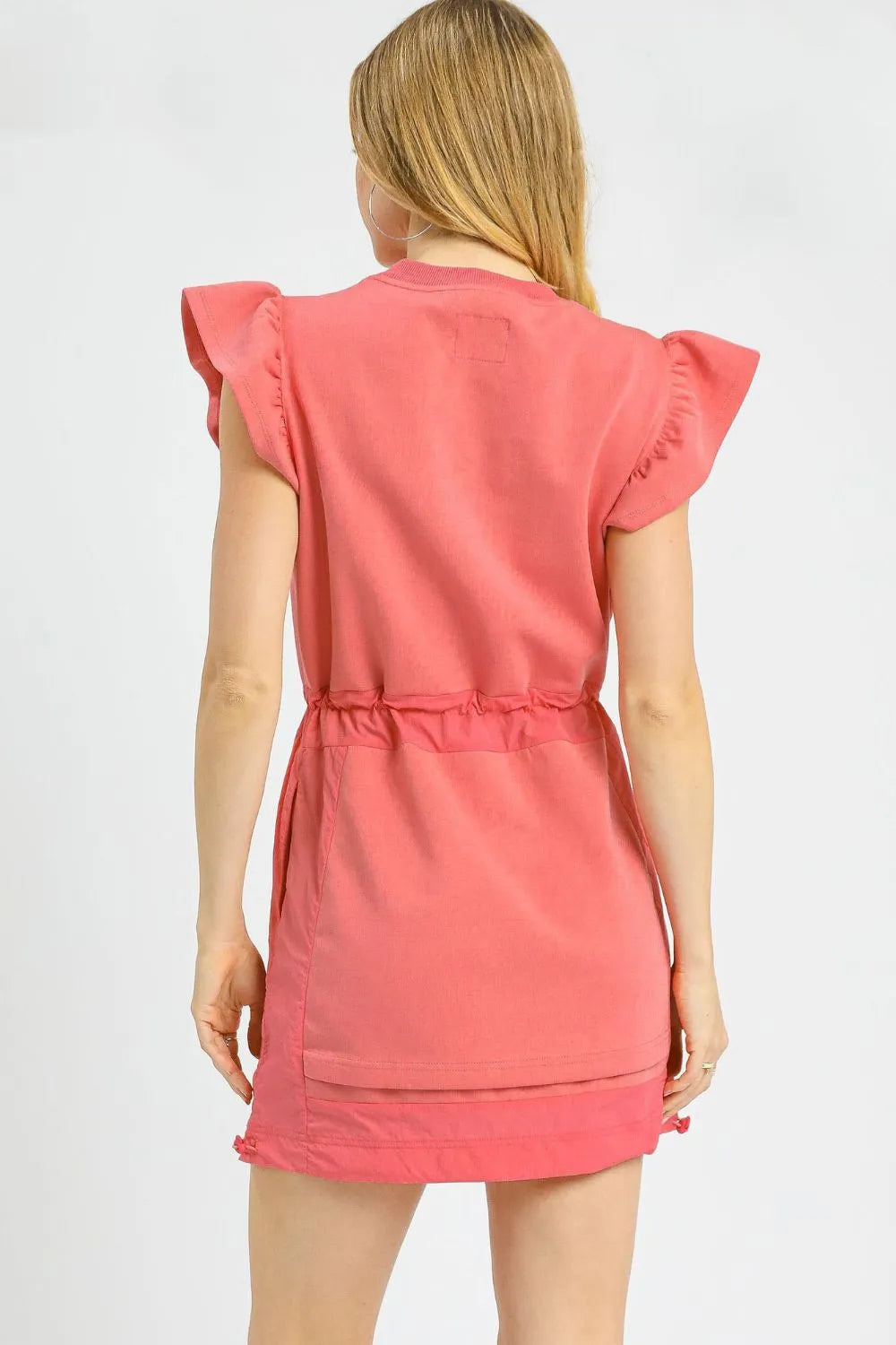 Umgee Luxe knit Ruffle Sleeve Drawstring Mini Dress Mini Dresses
