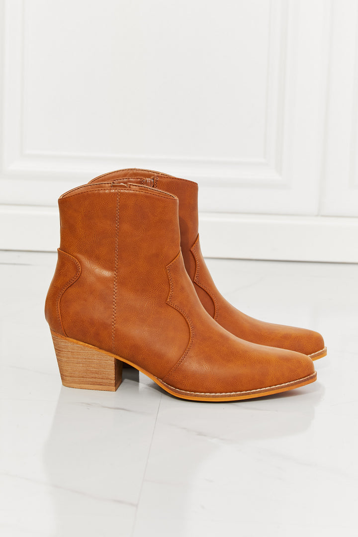 Watertower Town Faux Leather Western Ankle Boots in Ochre Boots