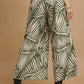 Umgee Palm Leaf Print Wide Leg Culotte Pants Pants