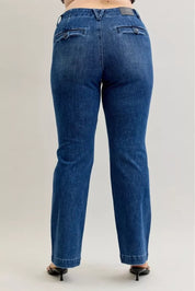 Judy Blue Full Size Mid Rise Bootcut Jeans with Welt Pockets Plus Size | Jeans Daverri Fashions