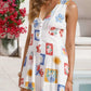 Floral print V-neck sleeveless romper with colorful pattern