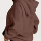Cozy chocolate-brown kangaroo pocket long sleeve hoodie with relaxed fit