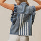 BiBi American Flag Washed Denim Jacket - DAVERRI FASHIONS