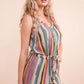 VERY J Crochet Multi Color Striped Casual Summer Romper Rompers