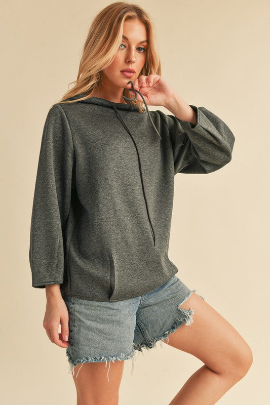 Aemi + Co Lightweight Drawstring Mock Neck Sweatshirt