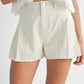 MABLE Pleated High Waist Twill Shorts Ecru