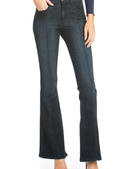 O2 Denim Five Pocket Mid-Rise Flared Jeans-Made in USA Jeans