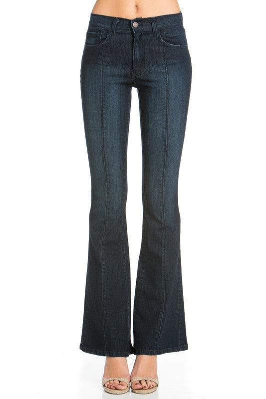 O2 Denim Five Pocket Mid-Rise Flared Jeans-Made in USA Jeans