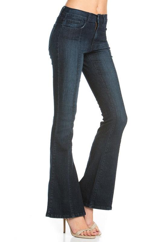 O2 Denim Five Pocket Mid-Rise Flared Jeans-Made in USA Jeans