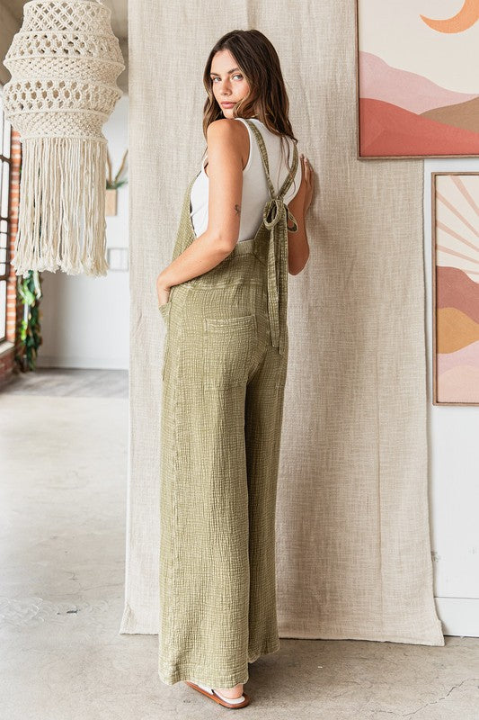 Mittoshop Textured Wide Leg Overalls