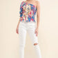 And The Why Allover Floral Print Smocked One Shoulder Blouse - DAVERRI FASHIONS