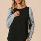 BiBi Cable Sweater Knit Top with Contrast Puff Sleeve - DAVERRI FASHIONS