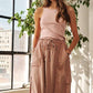 ADORA Drawstring Sleeveless Washed Dress MAUVE M