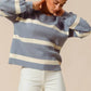 SO ME Ribbed Striped Round Neck Sweater - DAVERRI FASHIONS