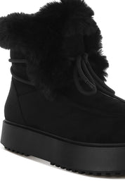 Bunting Faux Fur Collar Flatform Boots | Boots Daverri Fashions