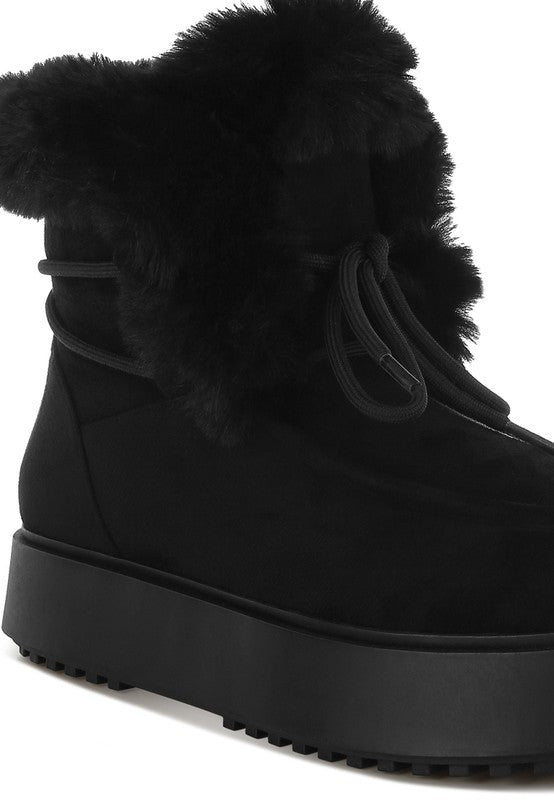 Bunting Faux Fur Collar Flatform Boots | Boots Daverri Fashions