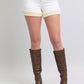 Judy Blue High Waist Shearling Cuff Denim Shorts WHT