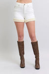 Judy Blue High Waist Shearling Cuff Denim Shorts - DAVERRI FASHIONS
