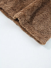 Brown fluffy throw blanket with plush texture for Zip Up Hoodie outfit