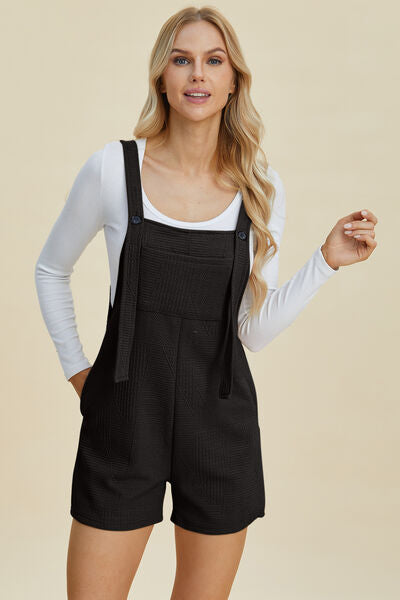 Double Take Textured Shortalls Plus Size Shortalls