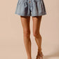 SO ME Flared Denim Shorts with Elasticized Waist - DAVERRI FASHIONS