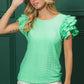 BiBi Birdseye texture mint green layered ruffle top with short sleeves