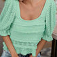BiBi Square Neckline with Puff Sleeve Crochet Top MINT Tops