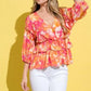 And The Why Ruffled Printed Puff Sleeve Blouse - DAVERRI FASHIONS