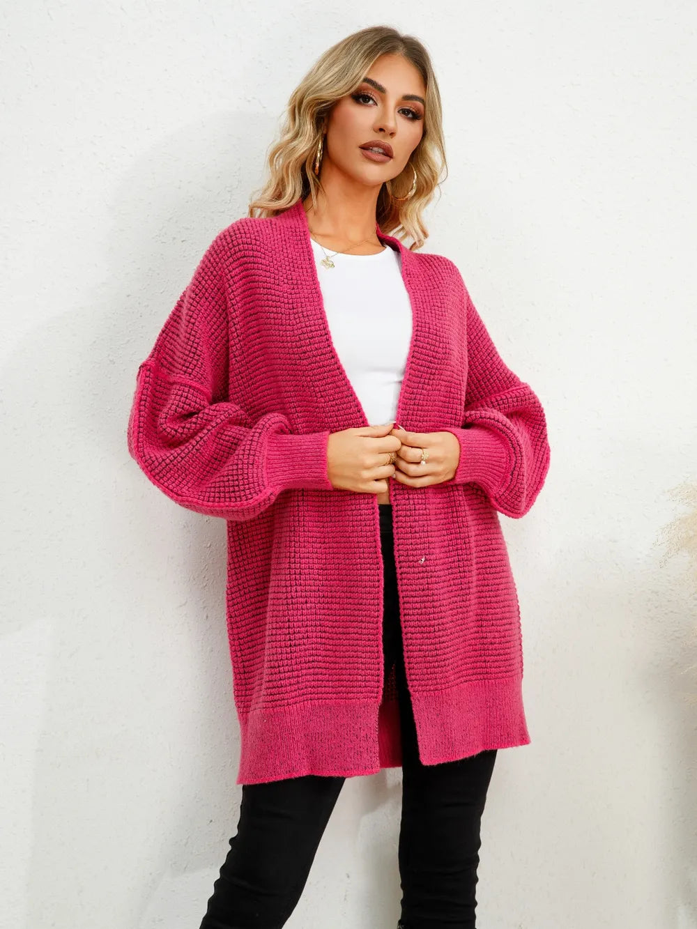 Open Front Dropped Shoulder Cardigan | Cardigans Daverri Fashions