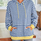 Lovelet Drawstring Striped Long Sleeve Hoodie - DAVERRI FASHIONS