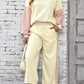 Color Block Round Neck Top and Pants Set - DAVERRI FASHIONS