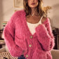 SO ME Soft Touch Hairy Loose Fit Cozy Sweater Cardigan - DAVERRI FASHIONS